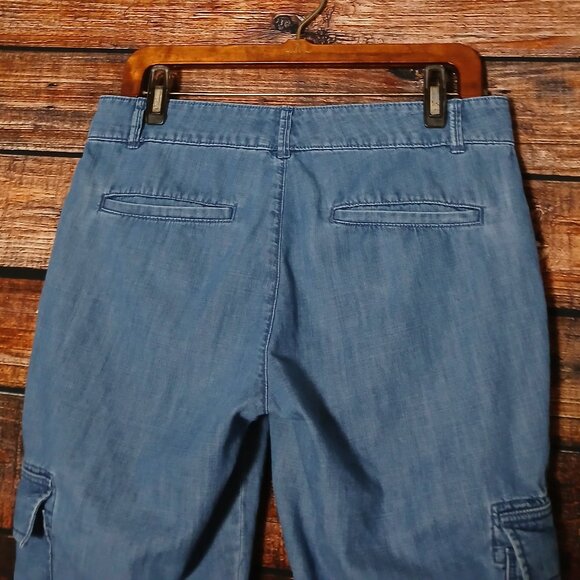 Tommy Hilfiger Jeans Size 6 Chelsea Cargo Jogger Pants Blue Chambray Lyocell - Picture 5 of 8